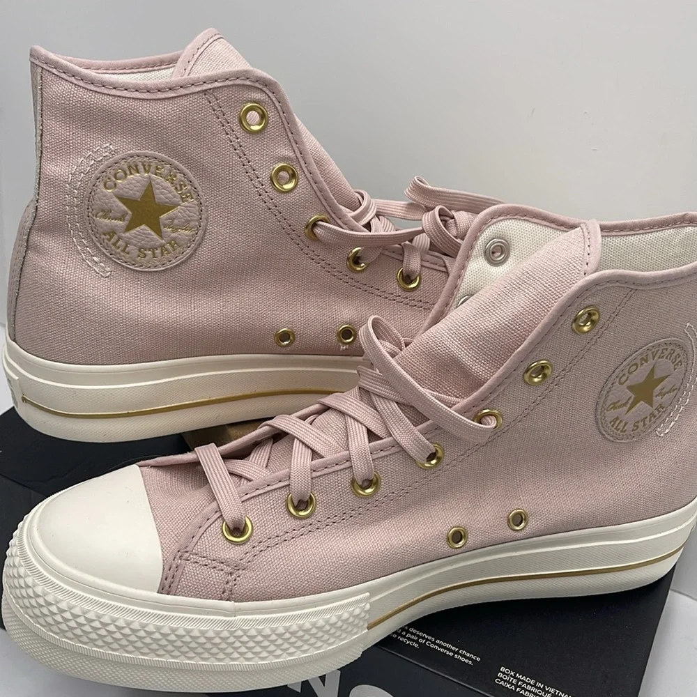 Converse WMNS CTAS LIFT HI FLUSH STONE/EGRET/GOLD A10431C Platforms Sneakers